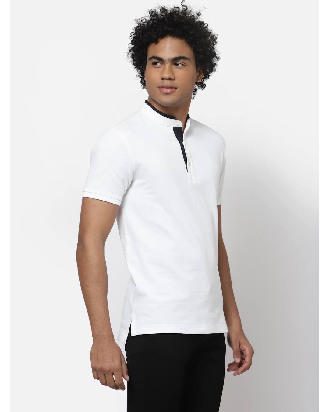 Knit Solid Regular Fit Henley T-Shirt view 2
