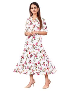 Crepe Printed  Midi Gown Dress view 6