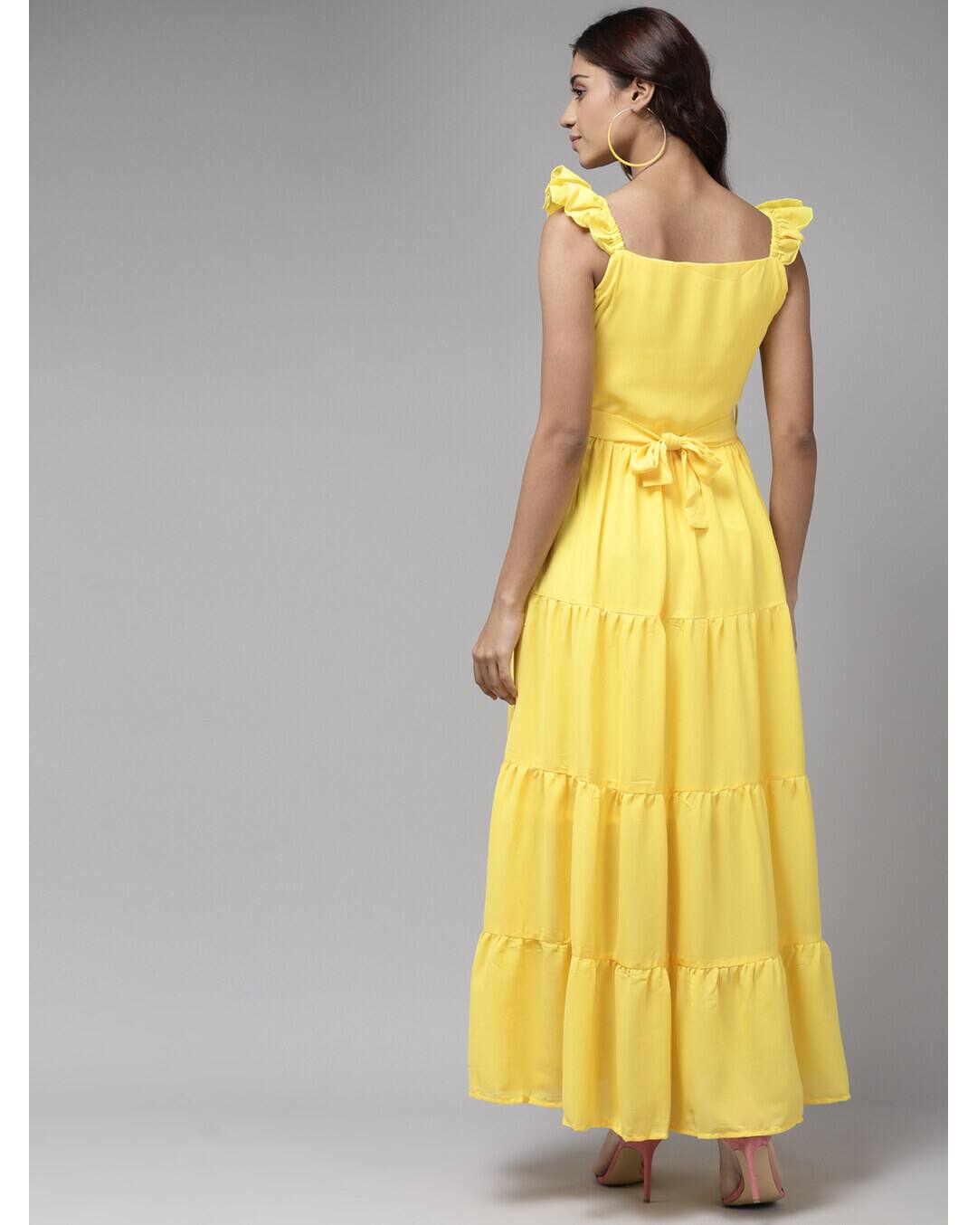 Georgette Solid Fit and Flare Dress view 4