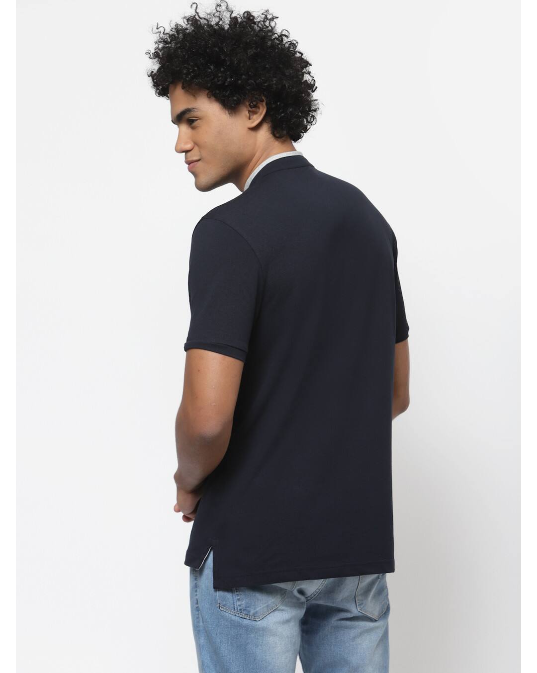Knit Solid Regular Fit Henley Neck T-Shirt view 2