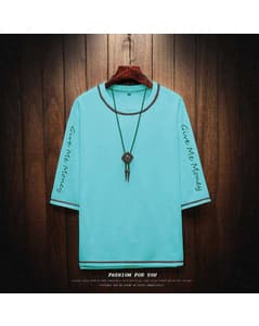 Polyester Cotton Printed Slim Fit Round Tshirts view 3