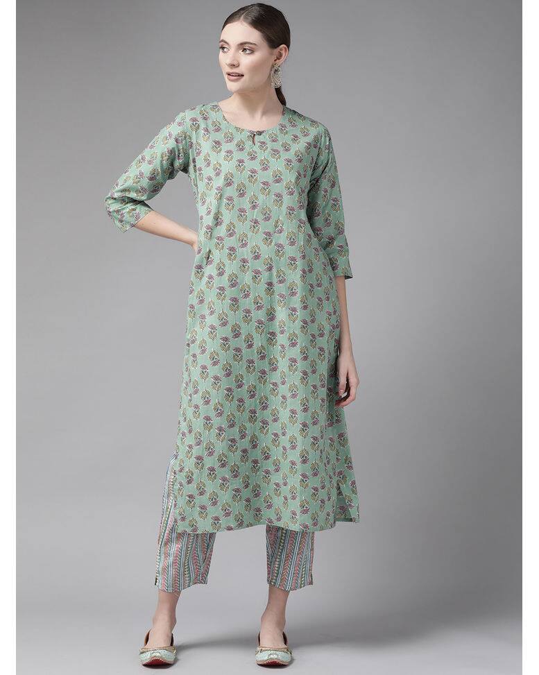 Cotton Floral  Ethnic Pants SuitSet