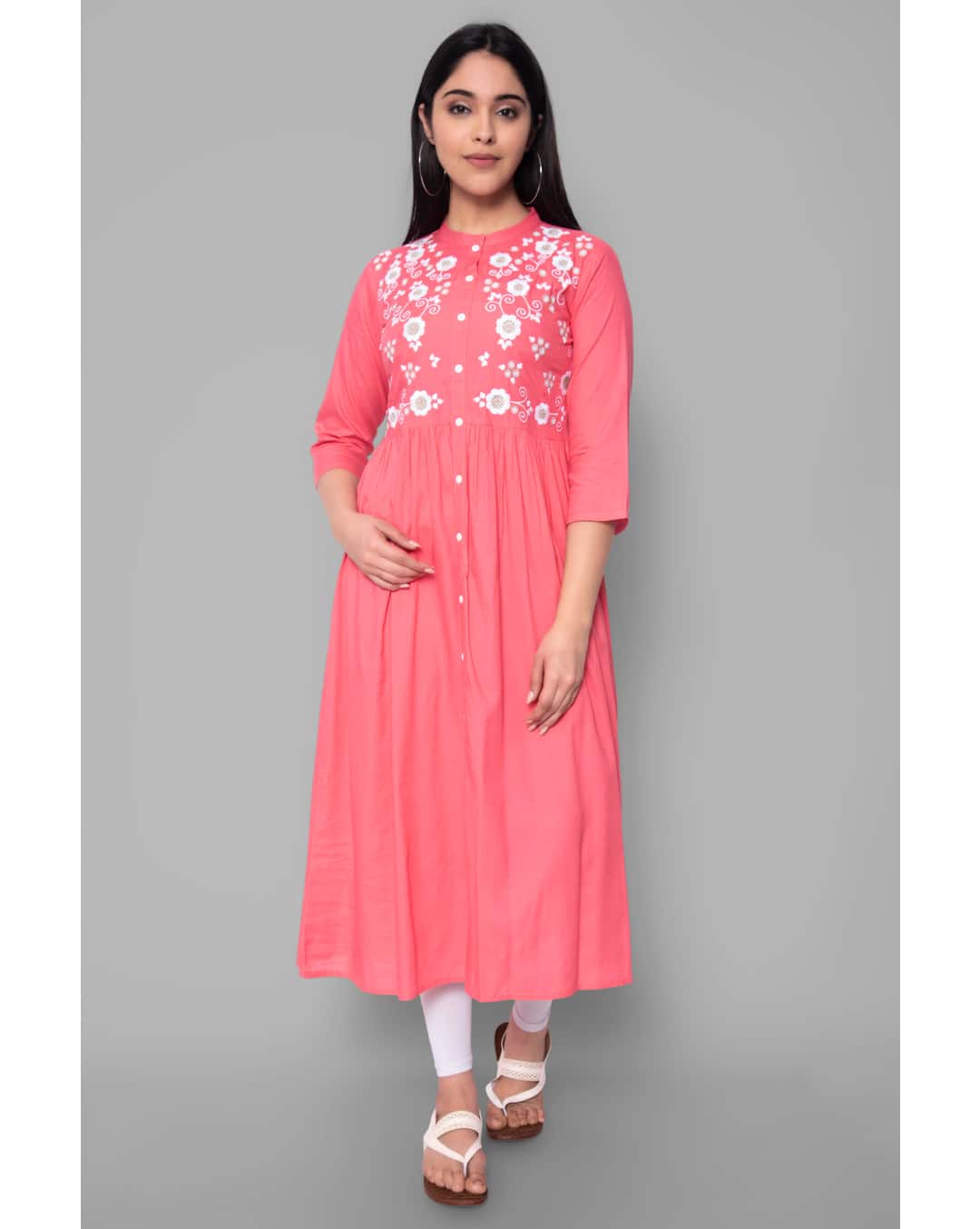 Rayon Embroidered Flared Kurta