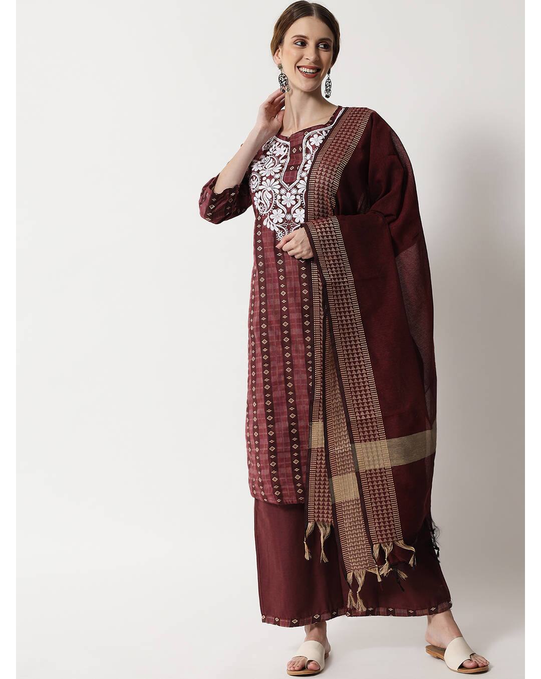 Rayon Embroidered  Palazzo SuitSet
