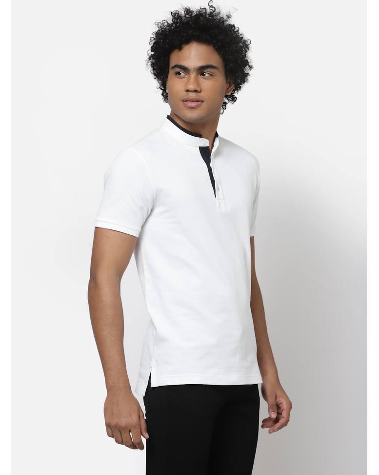 Knit Solid Regular Fit Henley T-Shirt view 2