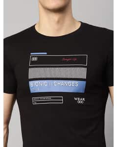 Blended Printed Slim Fit Round neck tshirt view 12