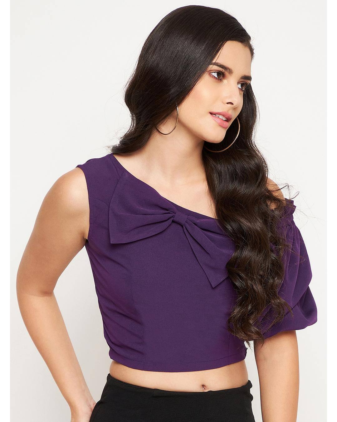 Crepe Solid Crop Top view 5