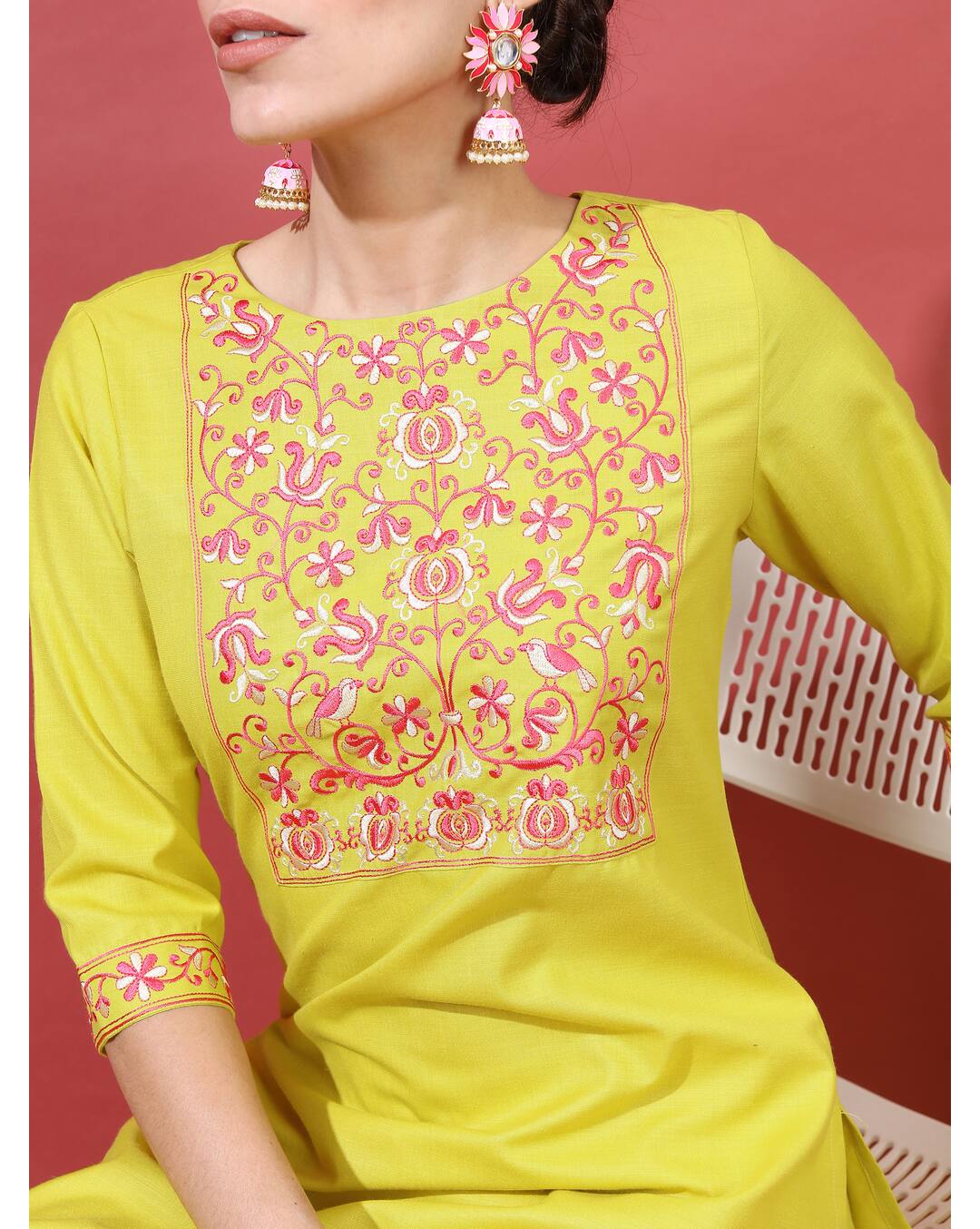 Polyester Embroidered ethnic pant  SuitSet view 3