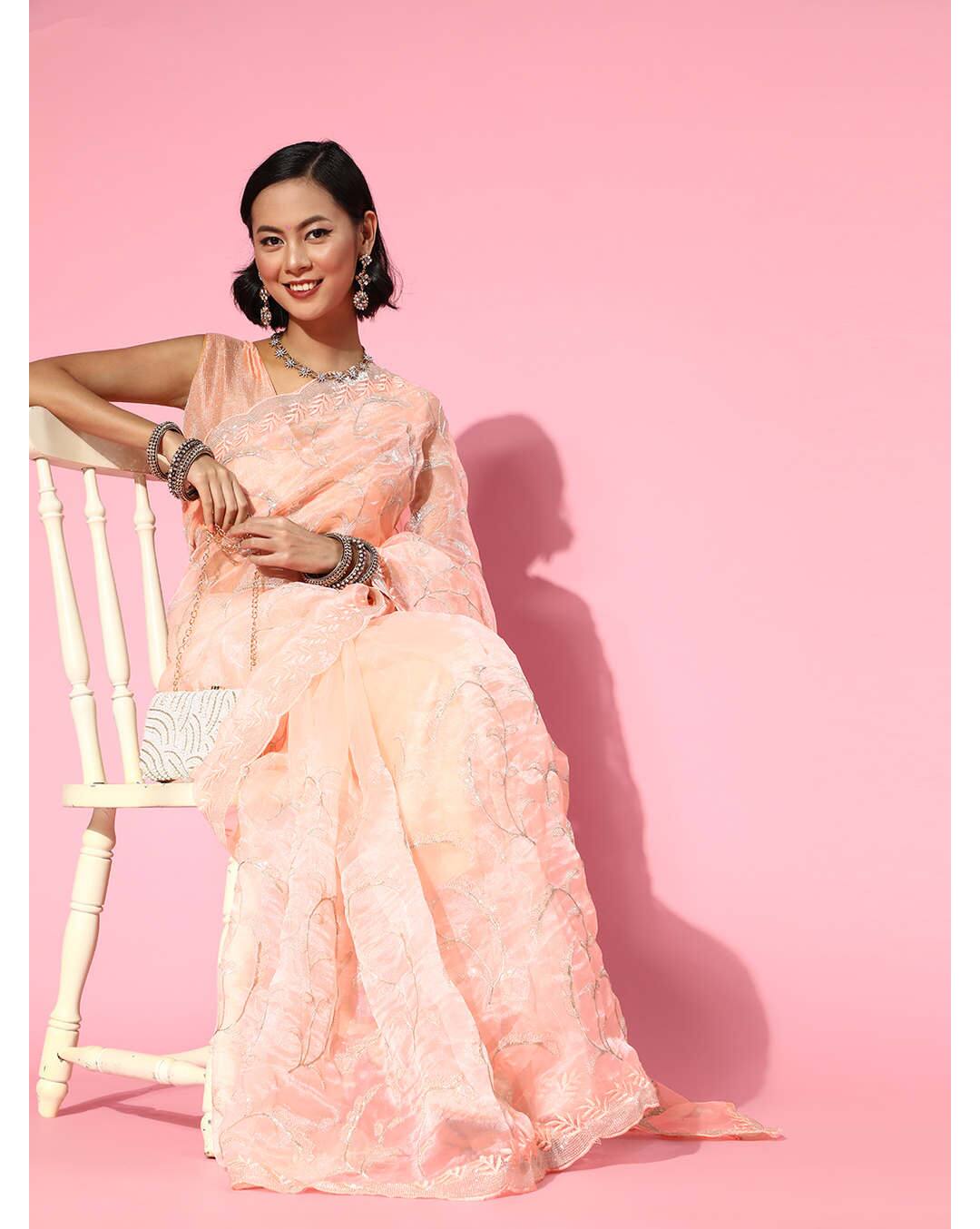Organza Embellished Regular Saree view 2