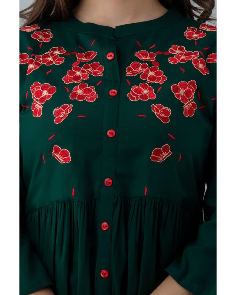 Rayon Embroidered Front Slit kurta view 14