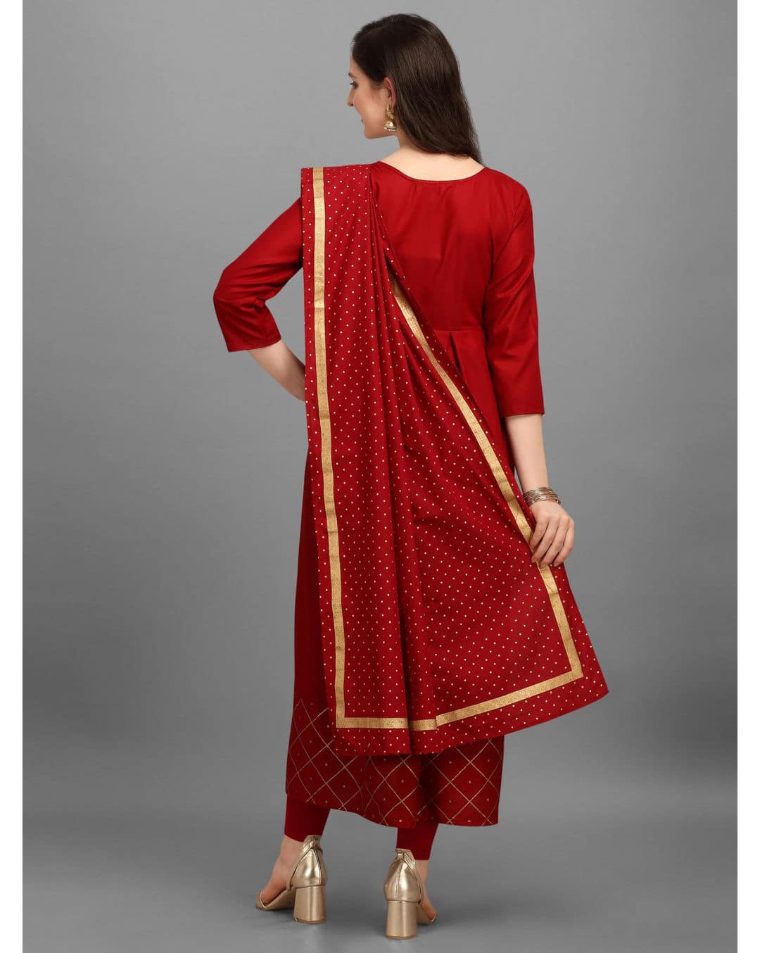 Rayon Foil Print Flared Kurta view 2