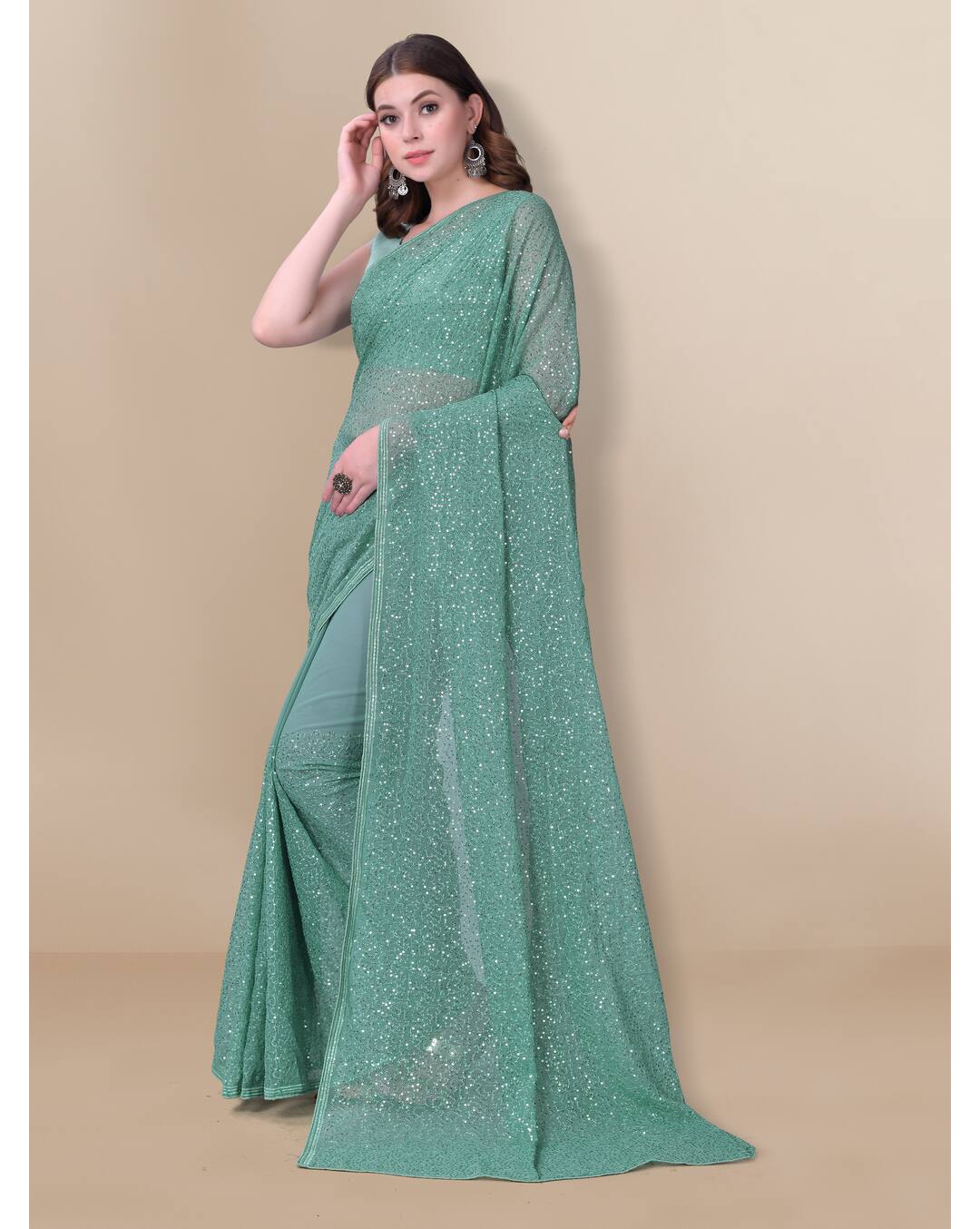 Georgette Embellished Regular Saree view 4
