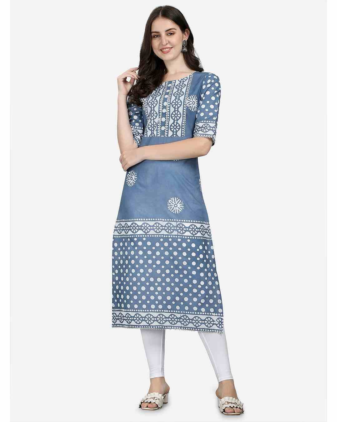 Cotton Printed Straight  Kurta view 4