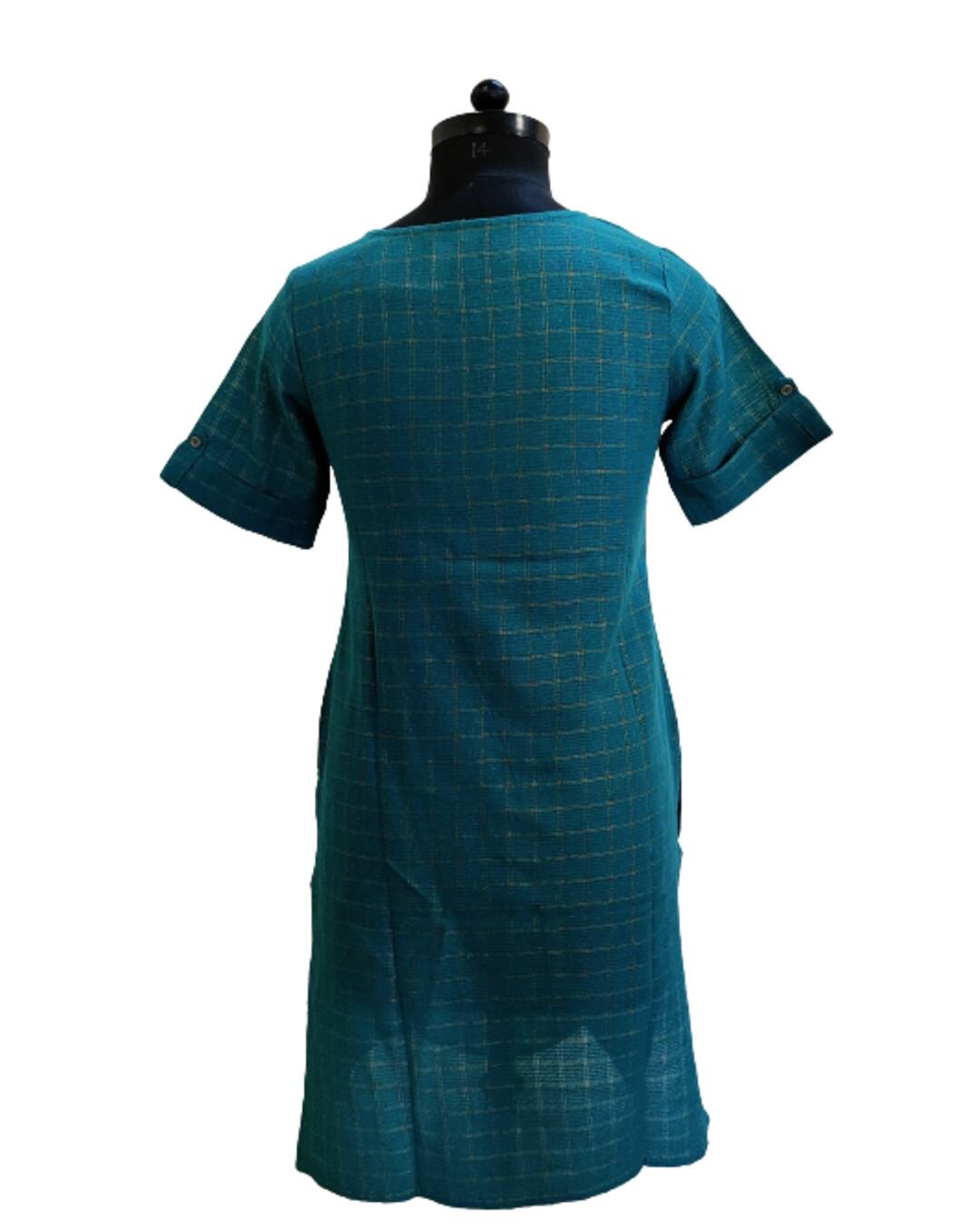 Cotton Checks Straight Kurta view 2