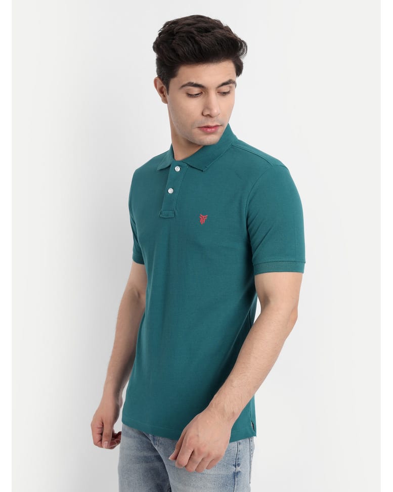 Cotton Solid Regular Fit Polo  Neck T-shirt view 5