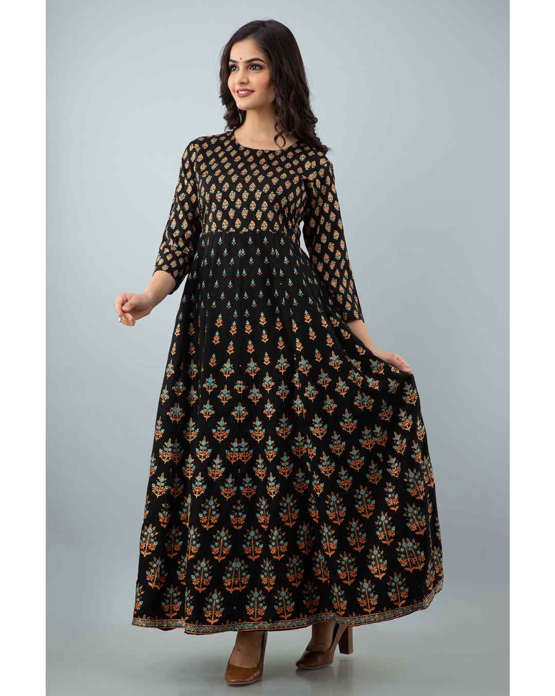 Rayon Printed Anarkali Kurta view 7
