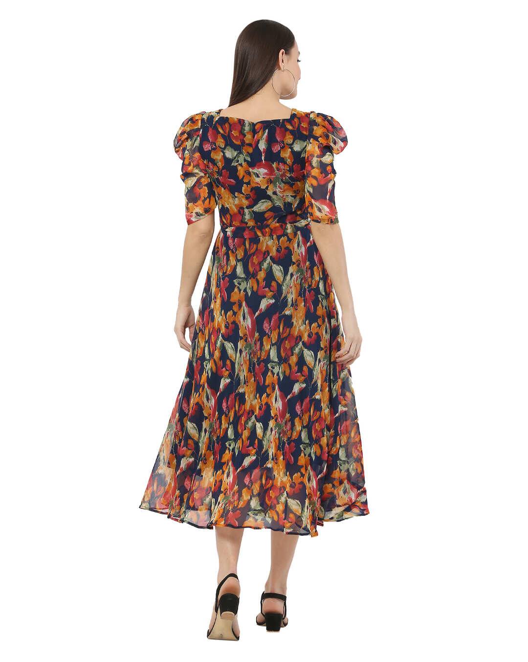 Chiffon Printed Fit and Flare Dress view 7