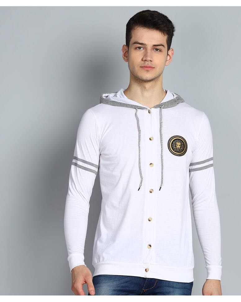 Cotton Solid Slim Fit Hooded T-shirts