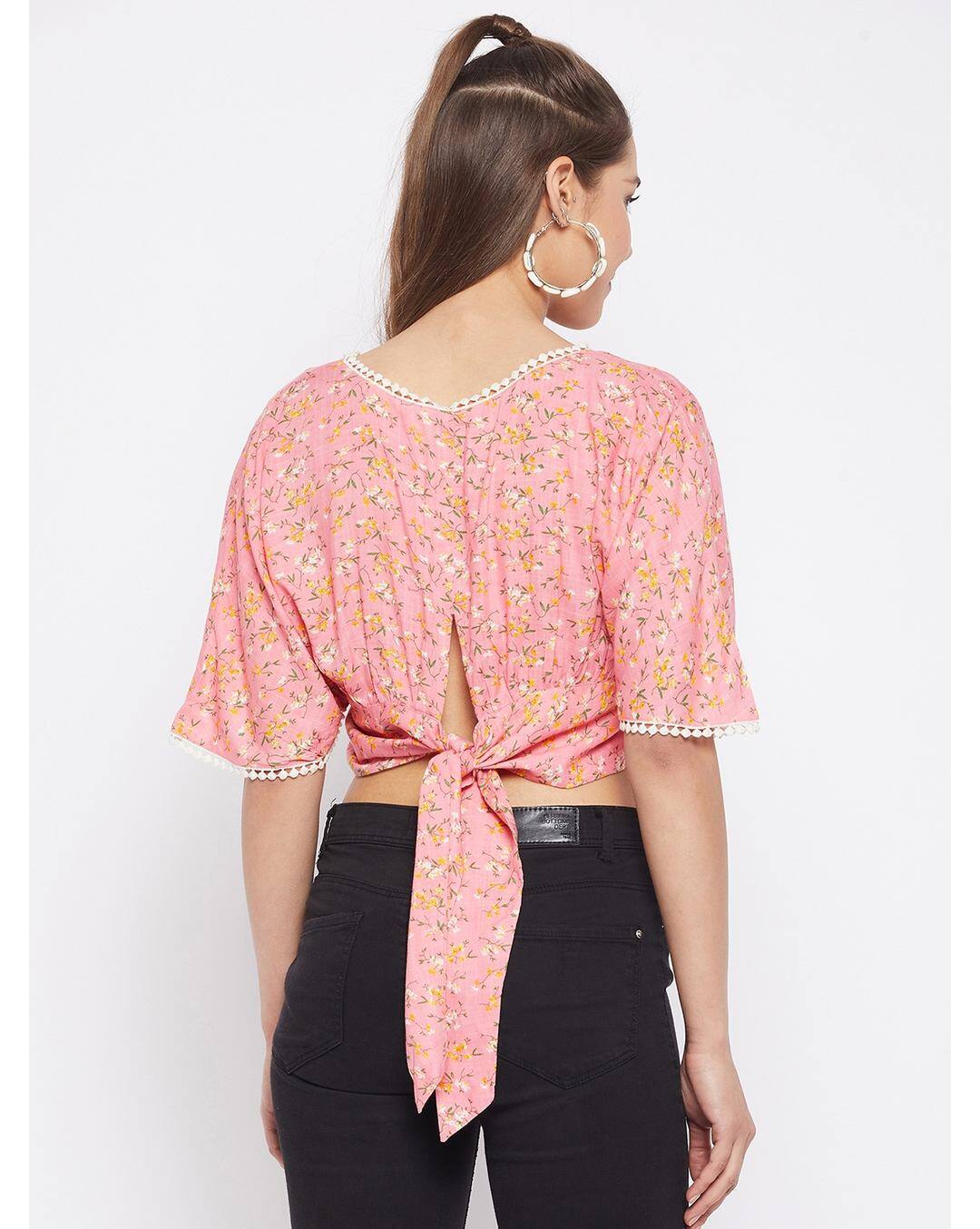 Rayon Printed Crop Top view 2