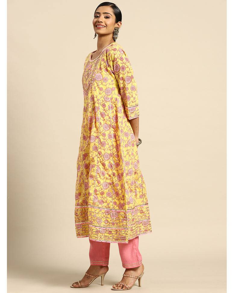 Cotton Mix Printed Ethnic Pants SuitSet view 3