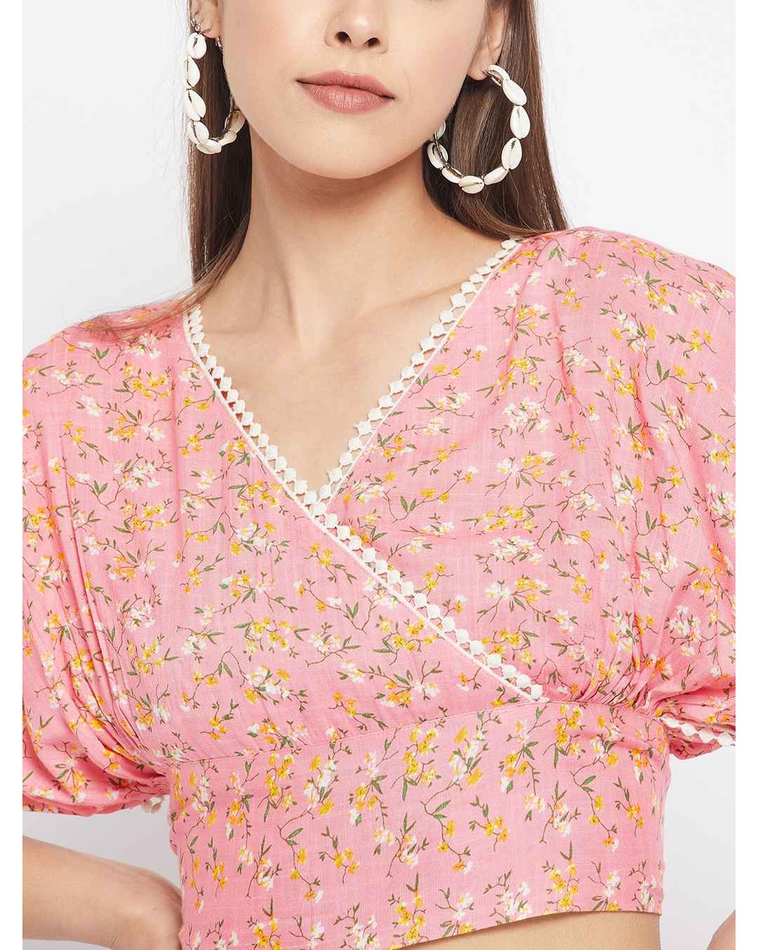 Rayon Printed Crop Top view 3