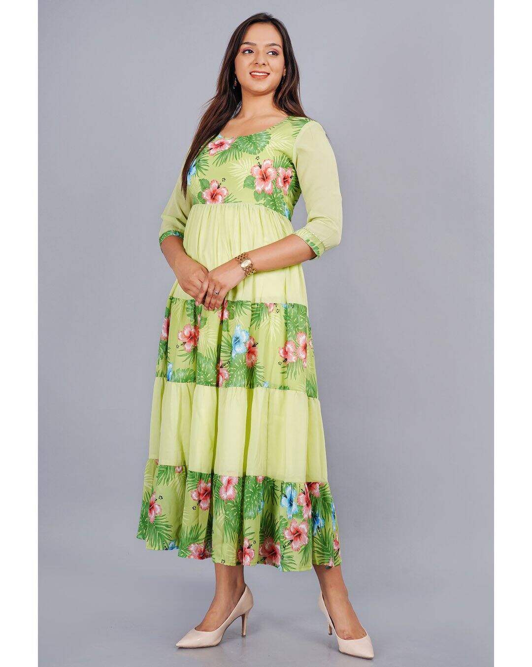Georgette Printed Flared Kurta view 3