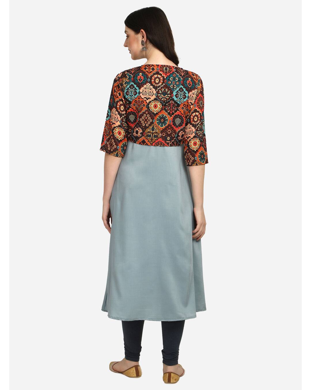 Rayon Printed A-Line Kurta view 2