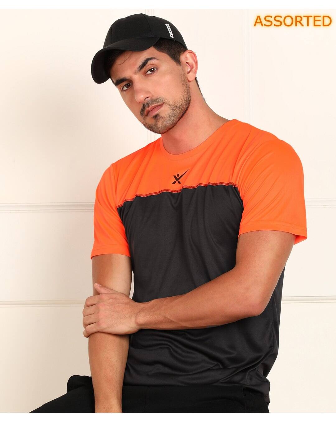 Polyester Colour-block Slim Fit Round Tshirts view 4
