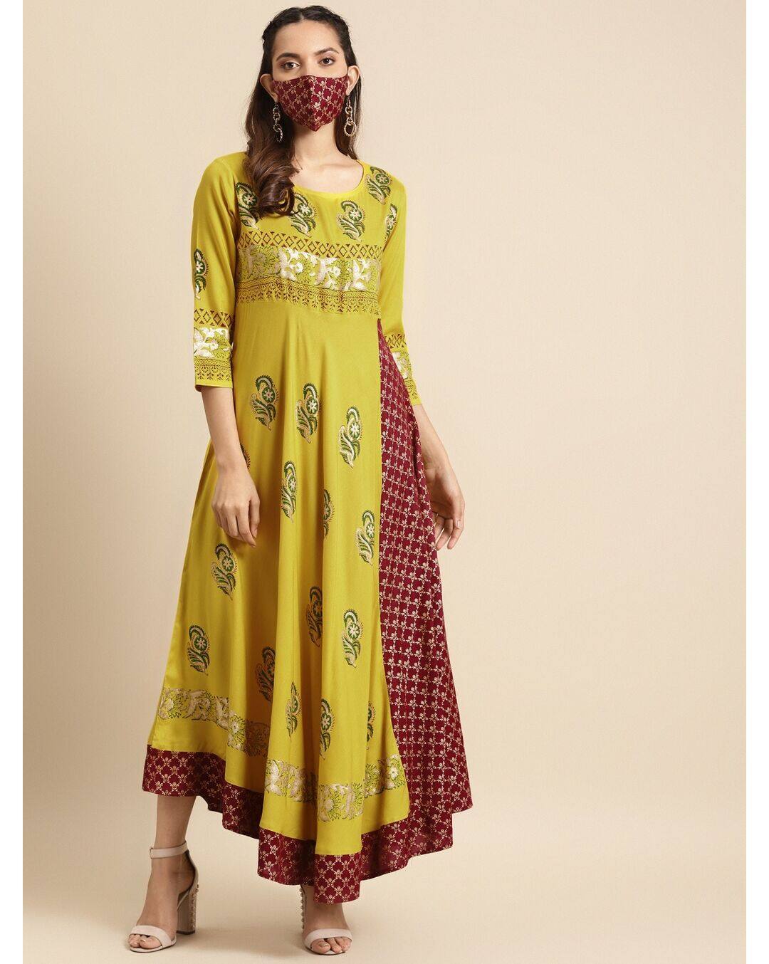 Rayon Printed Fit and Flare Dress