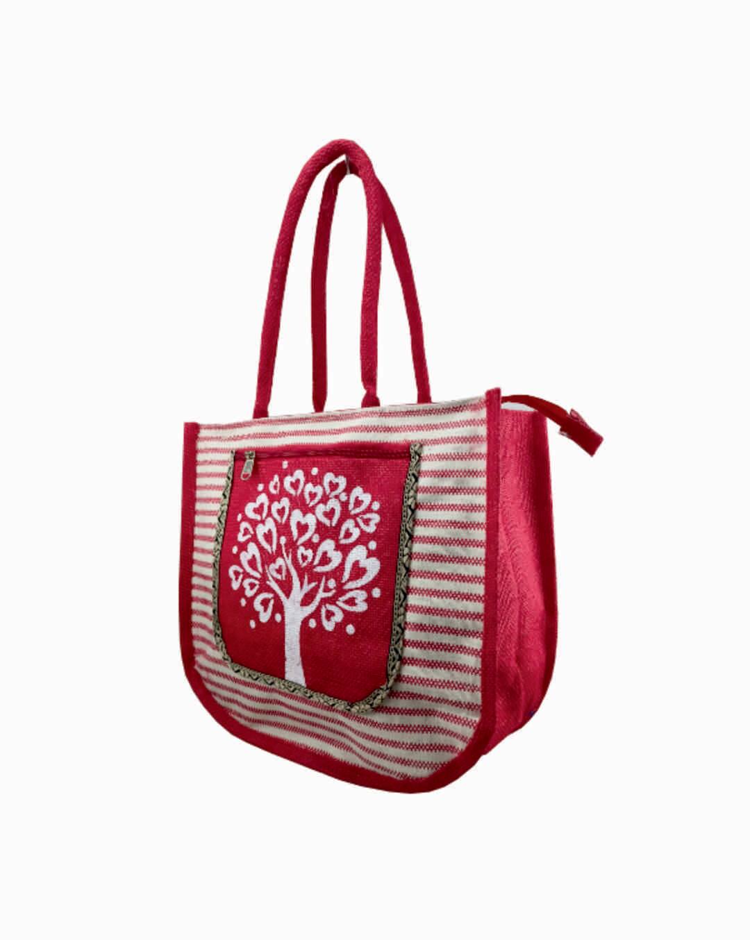 VELITE BAGS Jute Printed Handbag