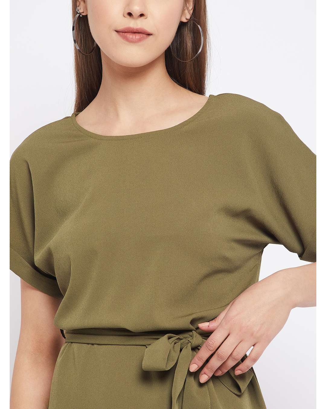 Polyester Solid A-line Dress view 6