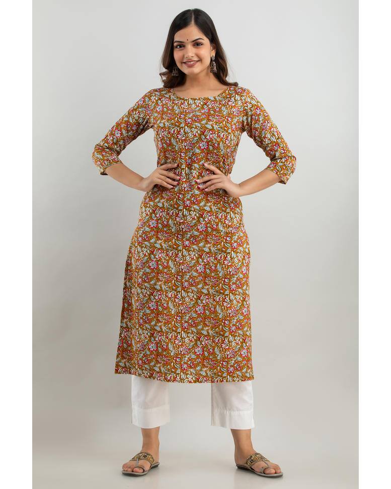 Rayon Printed Straight Kurta view 5