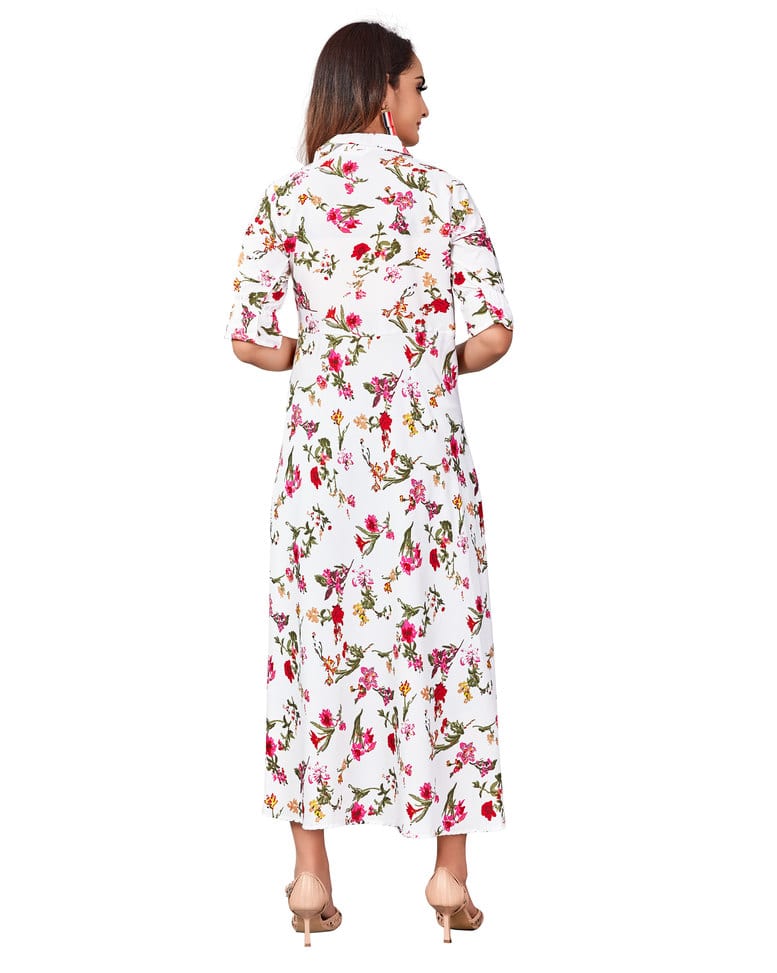 Crepe Printed  Midi Gown Dress view 8