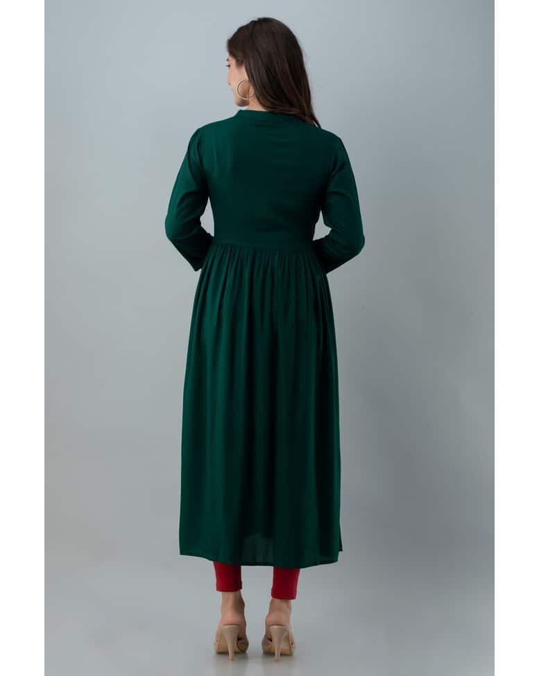 Rayon Embroidered Front Slit kurta view 5