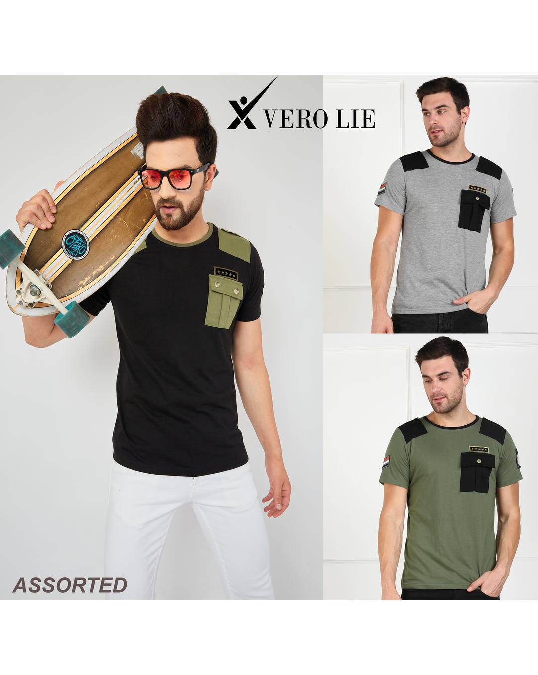 Cotton Solid Slim Fit Round Tshirts