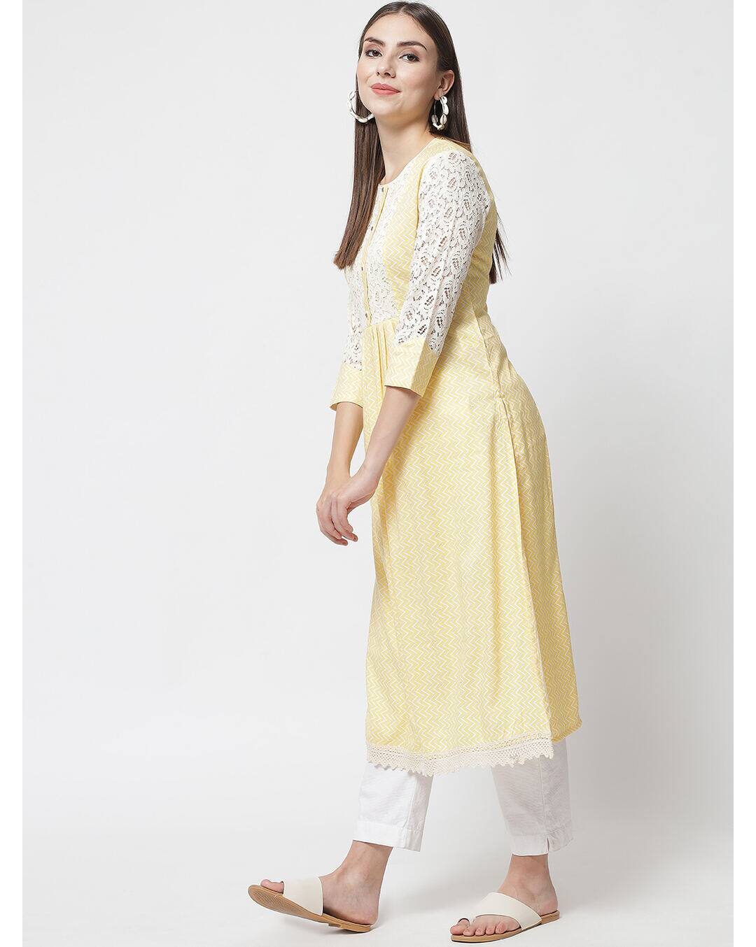 Rayon Foil Print A-line Kurta view 4