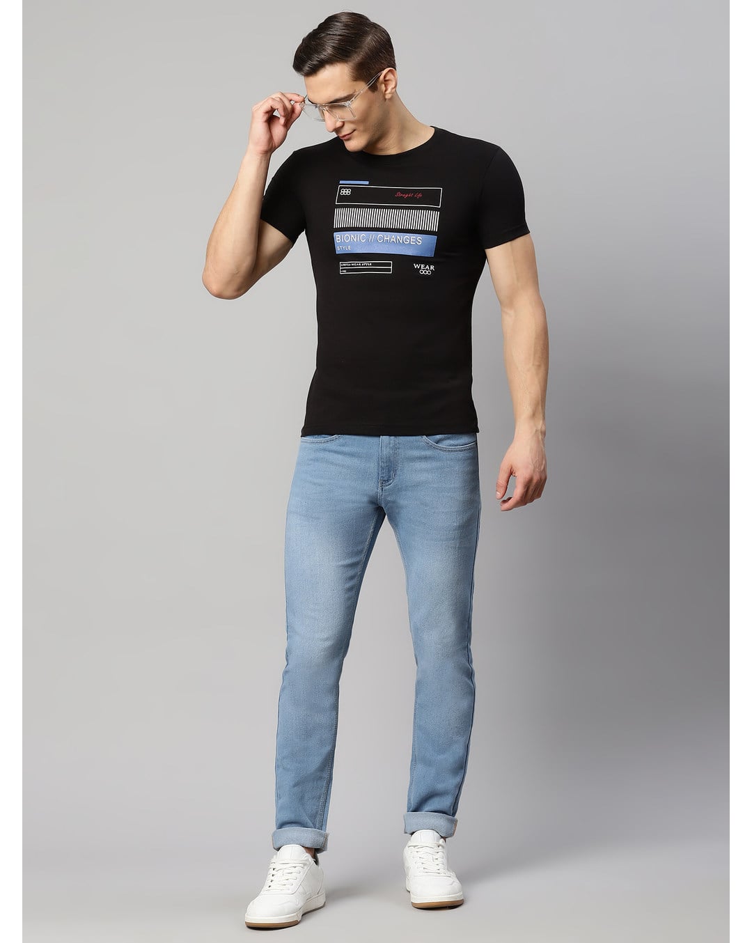 Blended Printed Slim Fit Round neck tshirt view 5