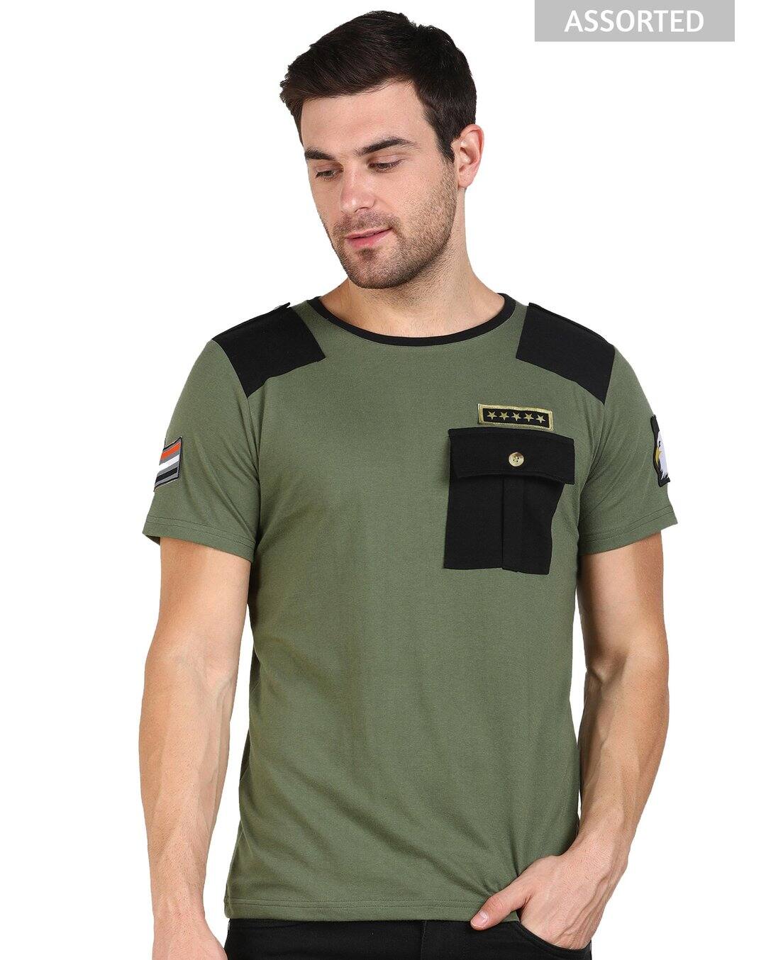 Cotton Solid Slim Fit Round Tshirts view 6