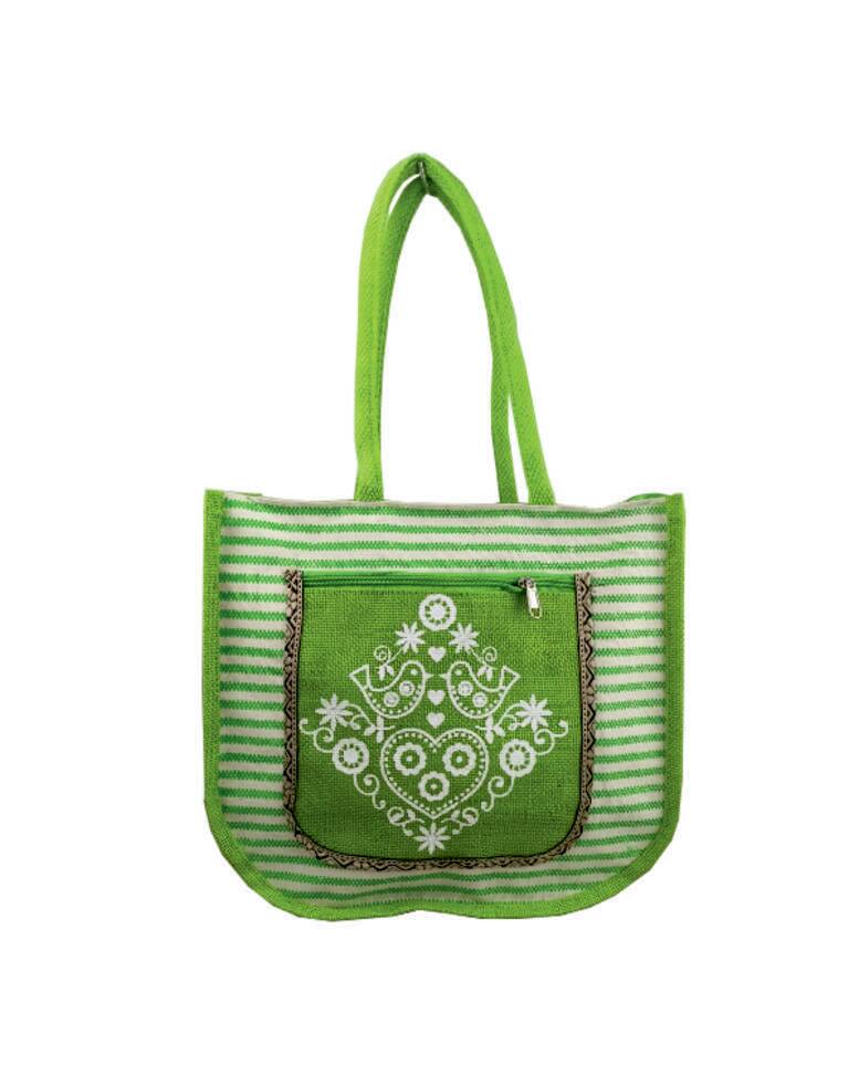 VELITE BAGS Jute Printed Handbag