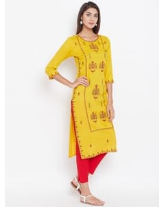 Rayon Embroidered Straight Kurta view 12