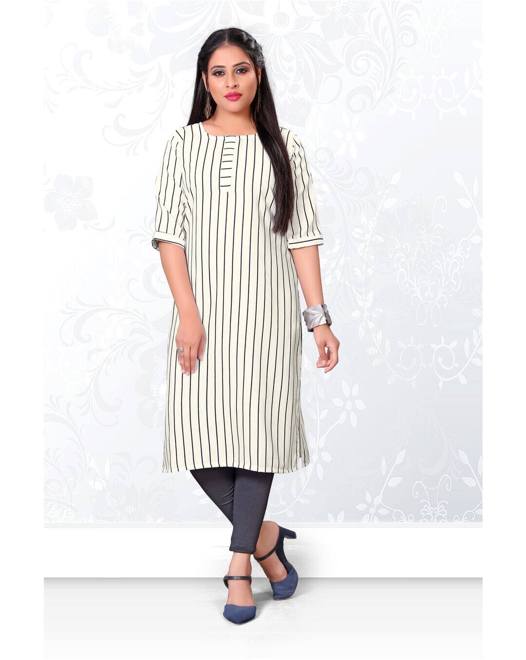 Rayon Stripes Straight Kurta