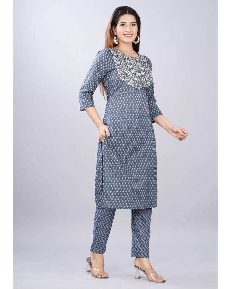 Cotton Embroidered  ethnic pantSuitSet view 3