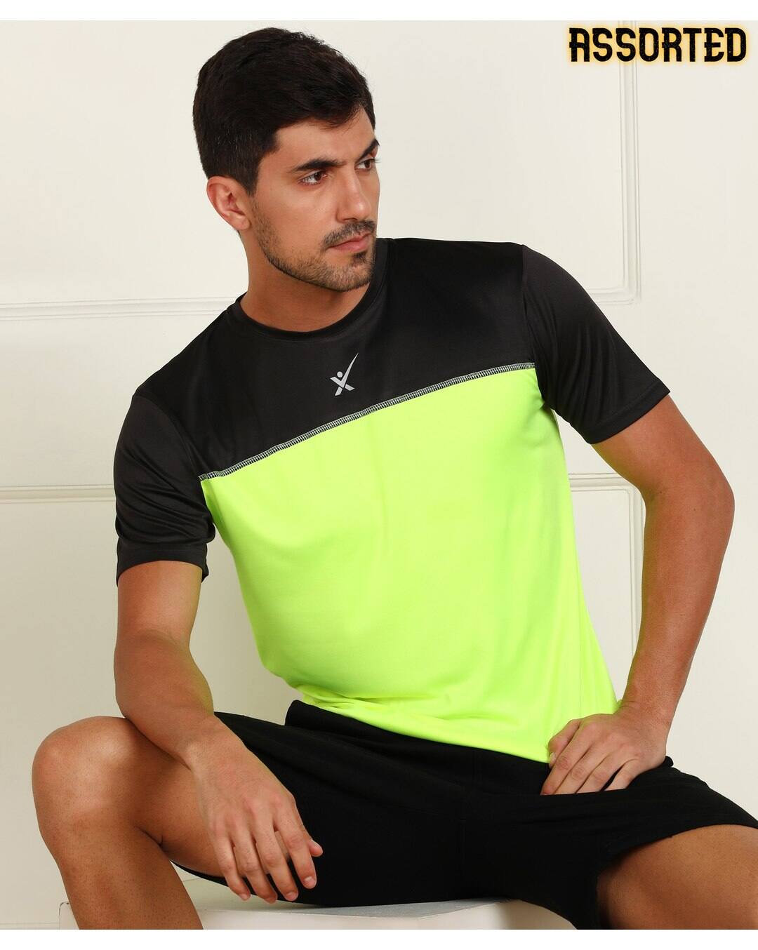 Polyester Colour-block Slim Fit Round Tshirts view 2