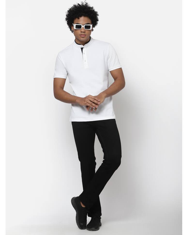Knit Solid Regular Fit Henley T-Shirt view 5