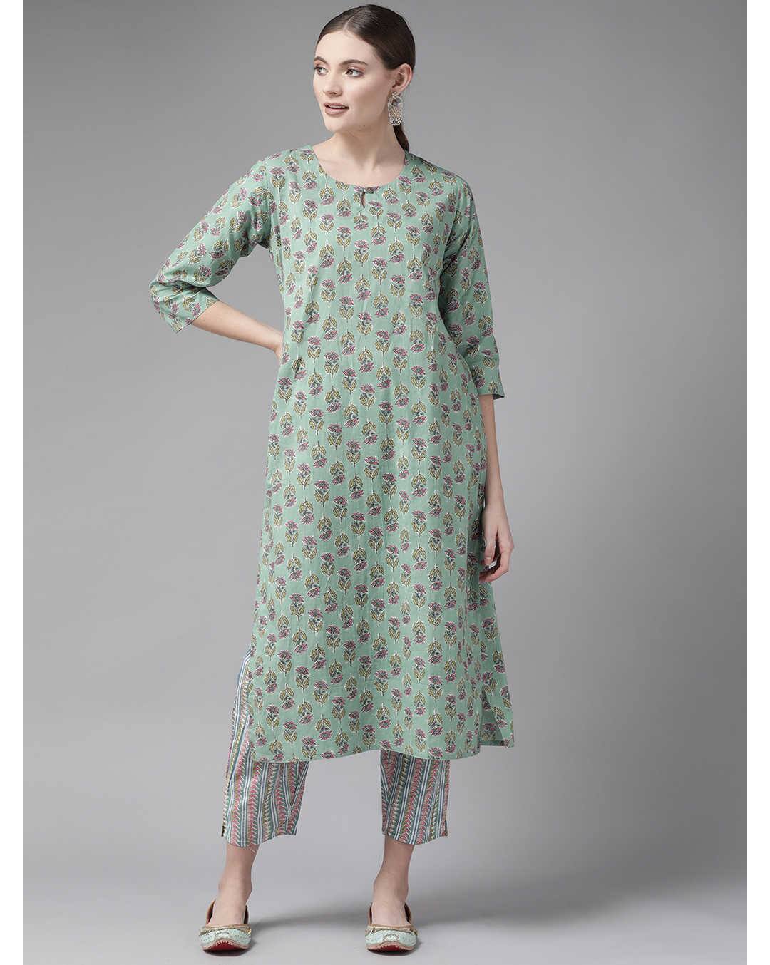 Cotton Floral  Ethnic Pants SuitSet