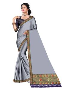 Silk Solid Regular Saree view 3