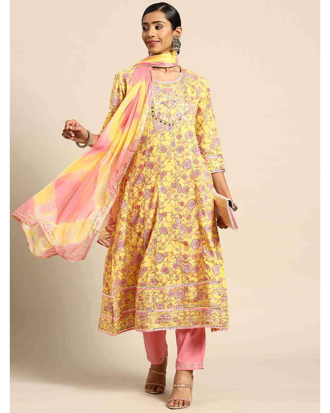 Cotton Mix Printed Ethnic Pants SuitSet