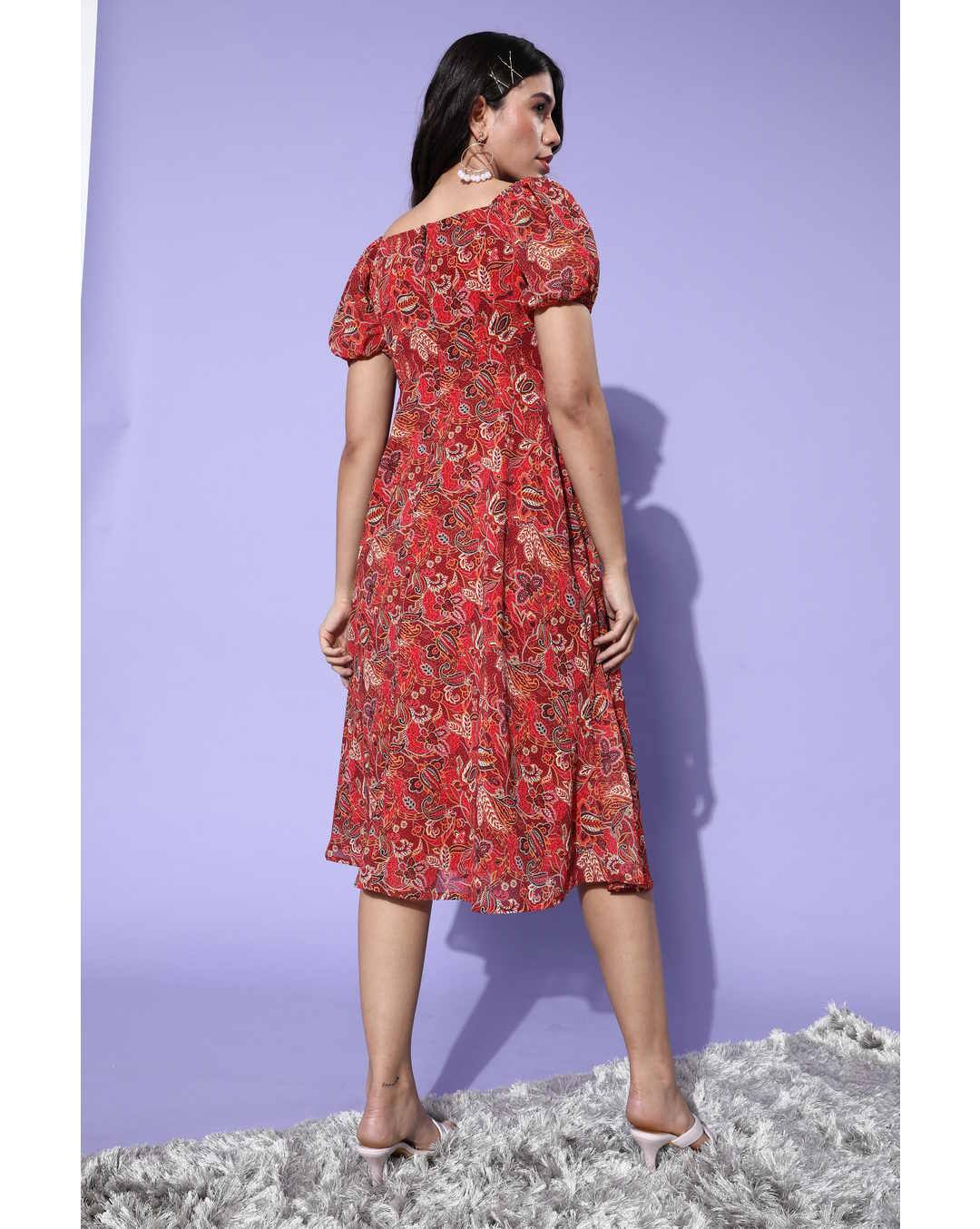 Georgette Printed A-line Dress view 2