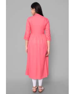 Rayon Embroidered Flared Kurta view 6