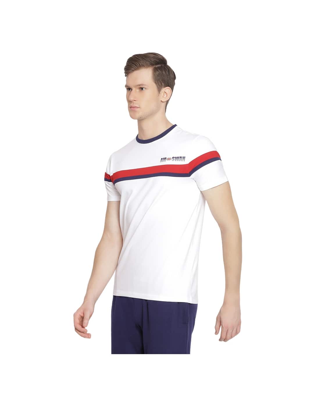 Cotton Stripes Regular Fit Round Neck T-Shirt view 7